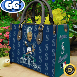 seattle mariners groot women leather hand bag, 473