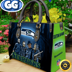 seattle seahawks nfl halloween women leather hand bag, 480