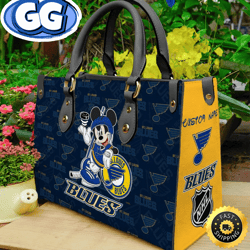 st. louis blues nhl mickey women leather hand bag, 486