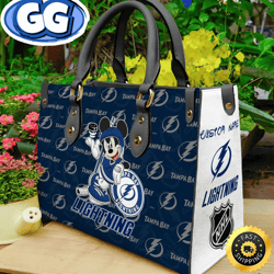 tampa bay lightning nhl mickey women leather hand bag, 498