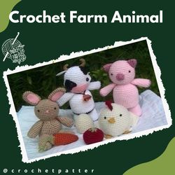 crochet farm animal pattern set