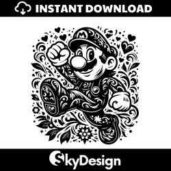 floral super mario cartoon character svg