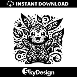 cute pikachu floral cartoon character svg