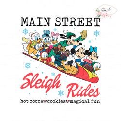 vintage mickey and friends main street sleigh rides png