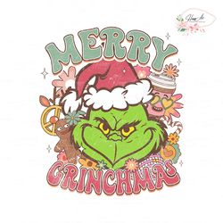 retro floral retro merry grinchmas png