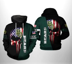 baylor bears ncaa us flag skull 3d printed hoodie/zipper hoodie