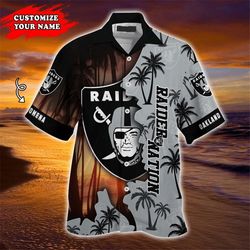 las vegas raiders hawaiian shirt customize your name