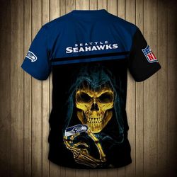 seattle seahawks men&8217s t shirts 3d hand skull short sleeve