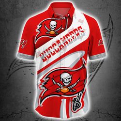 tampa bay buccaneers button up shirt short sleeve big logo