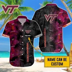 virginia tech hokies shirt tropical leaf custom name