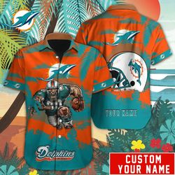 miami dolphins hawaiian shirt mascot customize your name