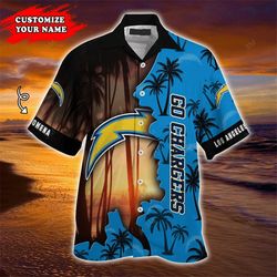 los angeles chargers hawaiian shirt customize your name