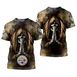 men&8217s pittsburgh steelers t shirts background skull smoke