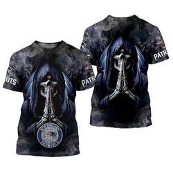 men&8217s new england patriots t shirts background skull smoke