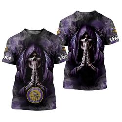 men&8217s minnesota vikings t shirts background skull smoke