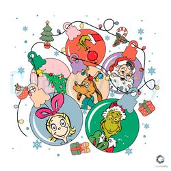 grinch friends christmas balls svg retro xmas design file