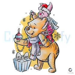 pooh and piglet sketch png christmas lights file design