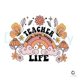 rainbow teach love inspire svg teacher life digital file