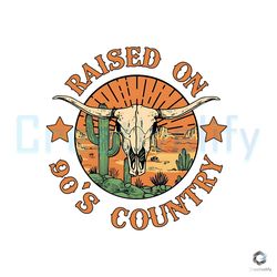raised on 90s western cow skull country music png