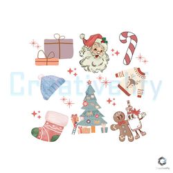 retro christmas stickers santa png merry xmas party file