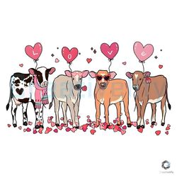 retro cow love balloon png valentines day file