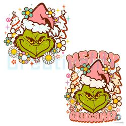 retro floral merry grinch svg santa christmas file design