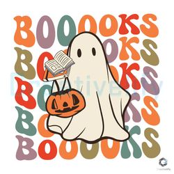 retro ghosts reading svg halloween teacher librarian file