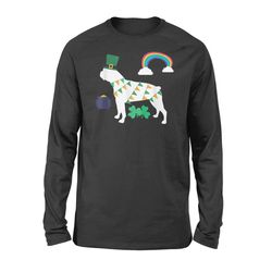 st patricks day dog leprechaun boston terrier long sleeve t-shirt