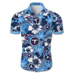 tennessee titans hawaiian shirt tropical flower short sleeve slim fit body