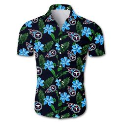 tennessee titans hawaiian t-shirt 3d all over print floral button up slim fit body