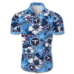 tennessee titans hawaiian t-shirt 3d all over print tropical flower short sleeve slim fit body