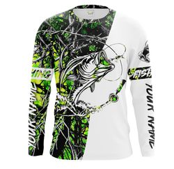 Green muddy camo Bass Fishing Custom Long Sleeve Fishing Shi - Inspire  Uplift