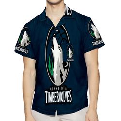 minnesota timberwolves emblem v2 3d all over print summer beach hawaiian shirt with pocket