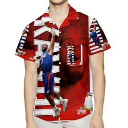 los angeles clippers kawhi leonard v2 3d all over print summer beach hawaiian shirt with pocket