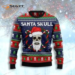 santa skull hat christmas ugly christmas sweater