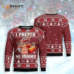 animal the muppet i prefer the drummer ugly christmas sweater