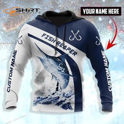 fishing fish reaper personalized gift for men fishing lovers fish hoodie custom name