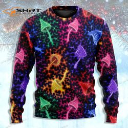 mushroom galaxy rainbow colorful bright ugly christmas sweater