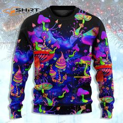 hippie mushroom galaxy neon colorful art ugly christmas sweater