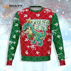 tree rex t-rex dinosaur ugly christmas sweater