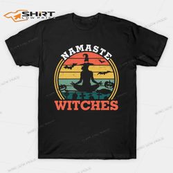 namaste witches yoga vintage halloween t-shirt