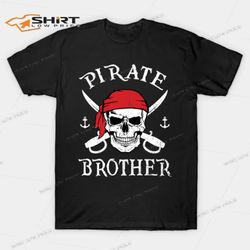 pirate brother skull halloween t-shirt