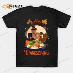 pitbull happy thanksgiving pilgrim turkey funny t-shirt