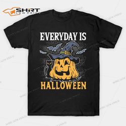 pumpkin black cat everyday is halloween t-shirt