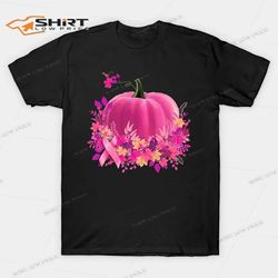 pumpkin color pink breast cancer awareness t-shirt