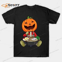 pumpkin halloween ramen noodles jack o lantern t-shirt