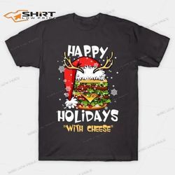happy holidays with cheese merry christmas 2023 t-shirt