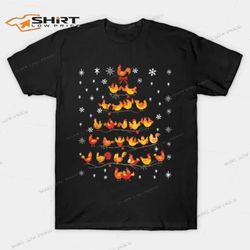 chickens christmas tree funny merry christmas 2023 t-shirt