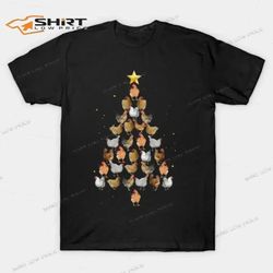 chickens christmas tree merry christmas 2023 t-shirt
