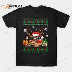 ugly reindeer santa hat merry christmas 2023 t-shirt